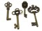 4 Mixed Antique Bronze Key Charms Metal Skeleton Key Charms